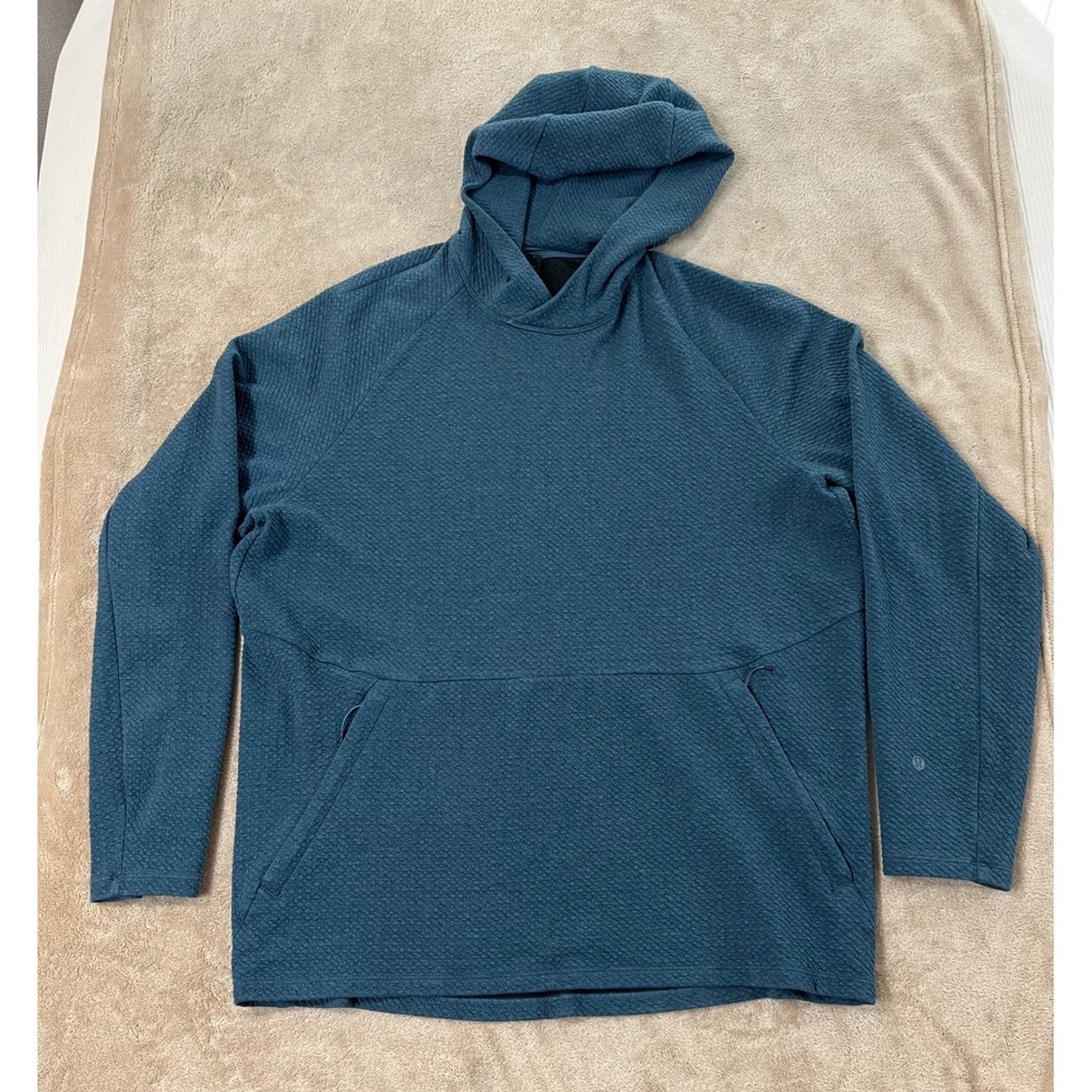 Lululemon at Ease Hoodie Mens size XL Green knit textured pullover M3BF7S EUC